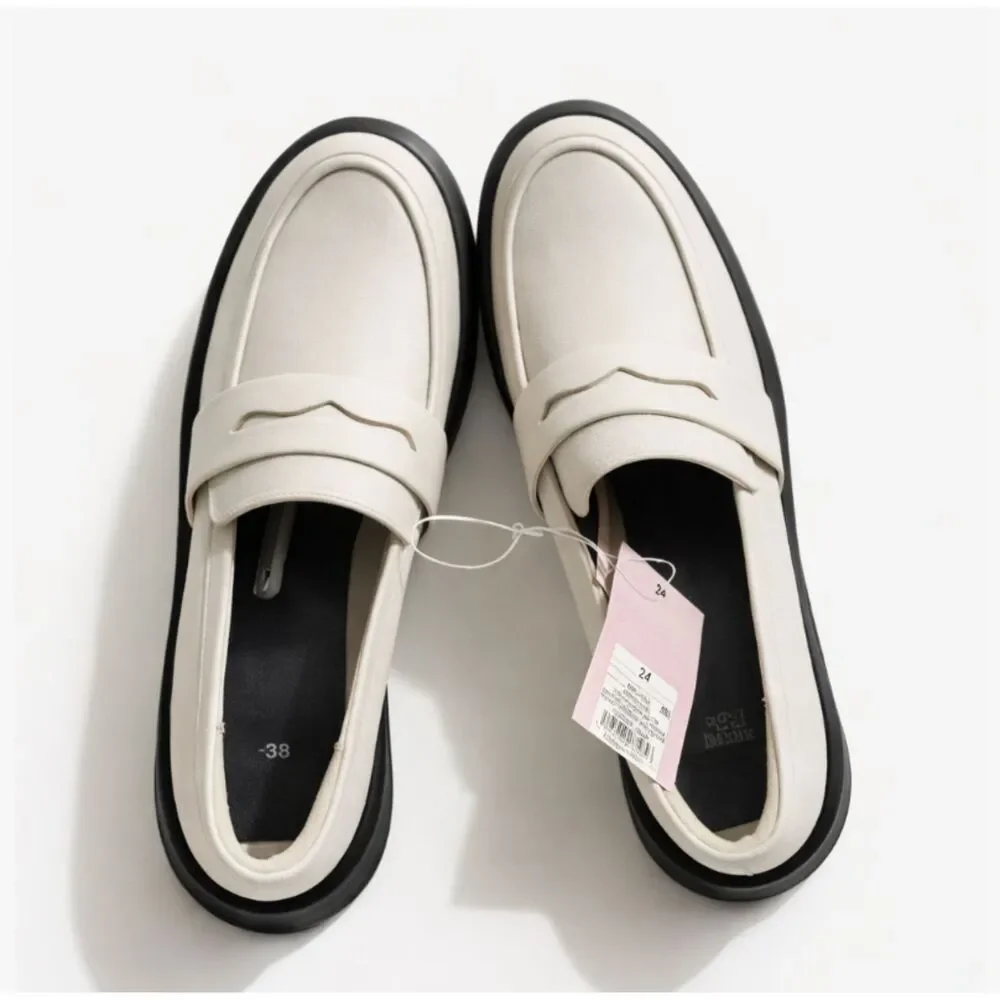 Wild Fable Chunky Platform Loafers White Black Lug Sole Shoes Size 8 & 11